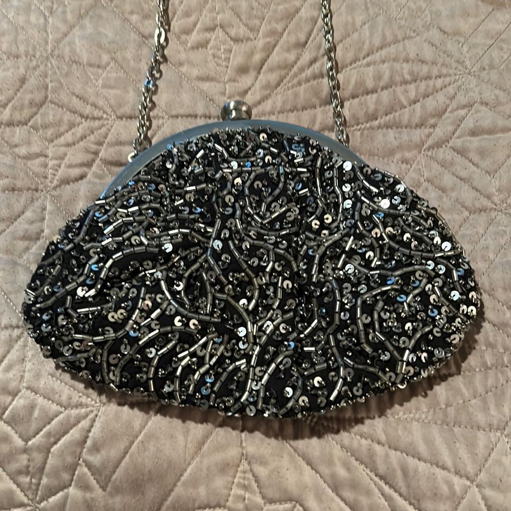 NWT black and silver evening bag from Chico’s